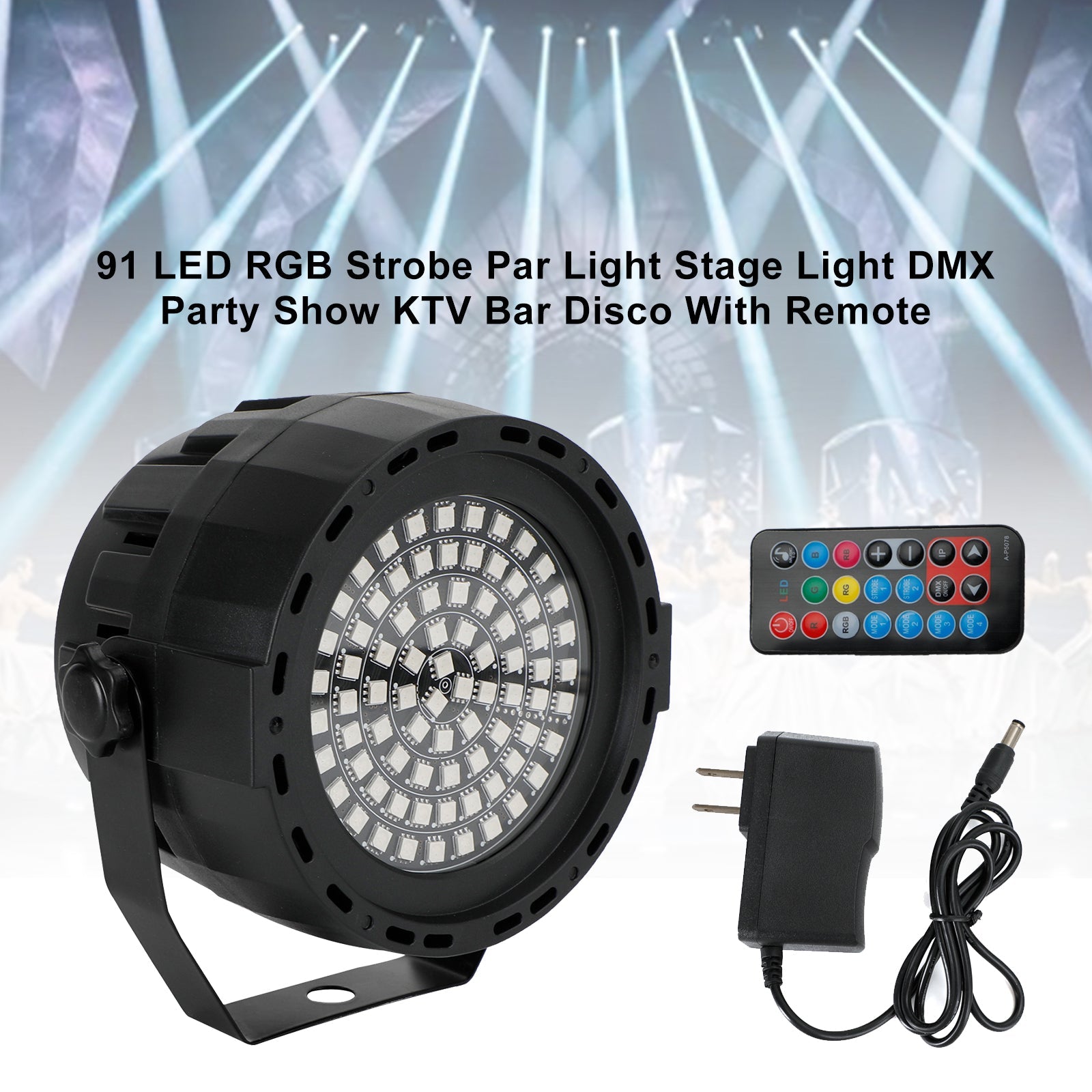 91 LED RGB Strobe Par Light Stage Light DMX Party Show KTV Bar Disco With Remote