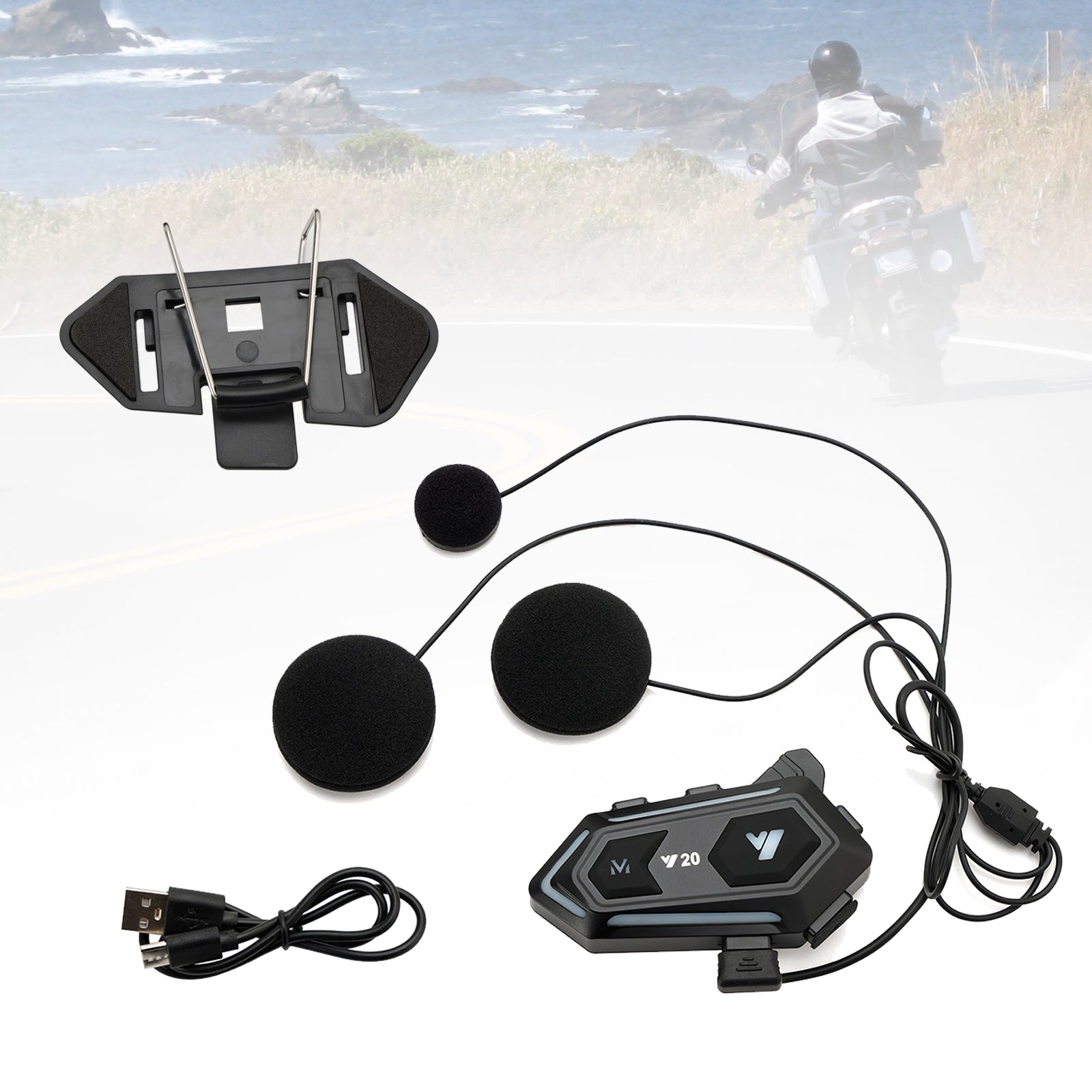 Helmet Bluetooth Earphone Headset Wireless Player Universal Y20 For Motorcycle