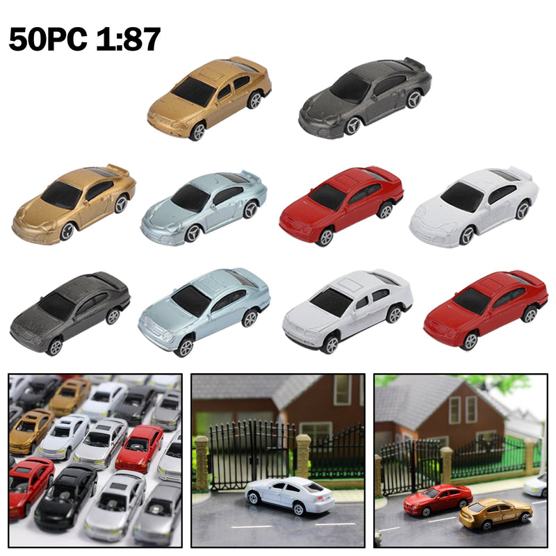 50 piezas HO escala modelo coche 1:87 edificio tren paisaje arquitectura modelo