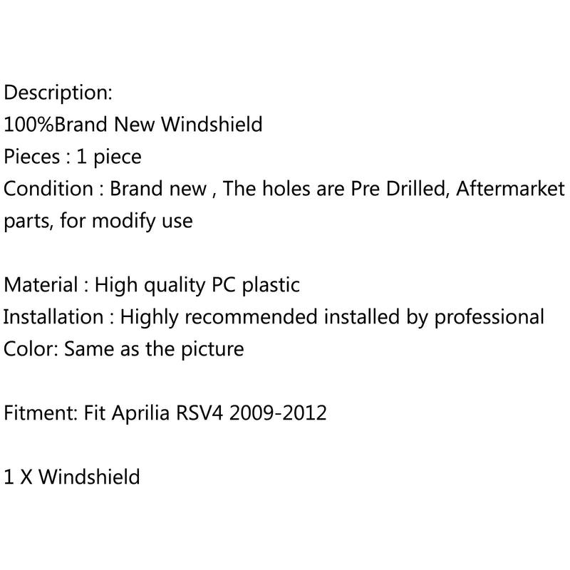 ABS Double Bubblendscreenndshield Fit For Aprilia RSV4 2009-2014 Generic