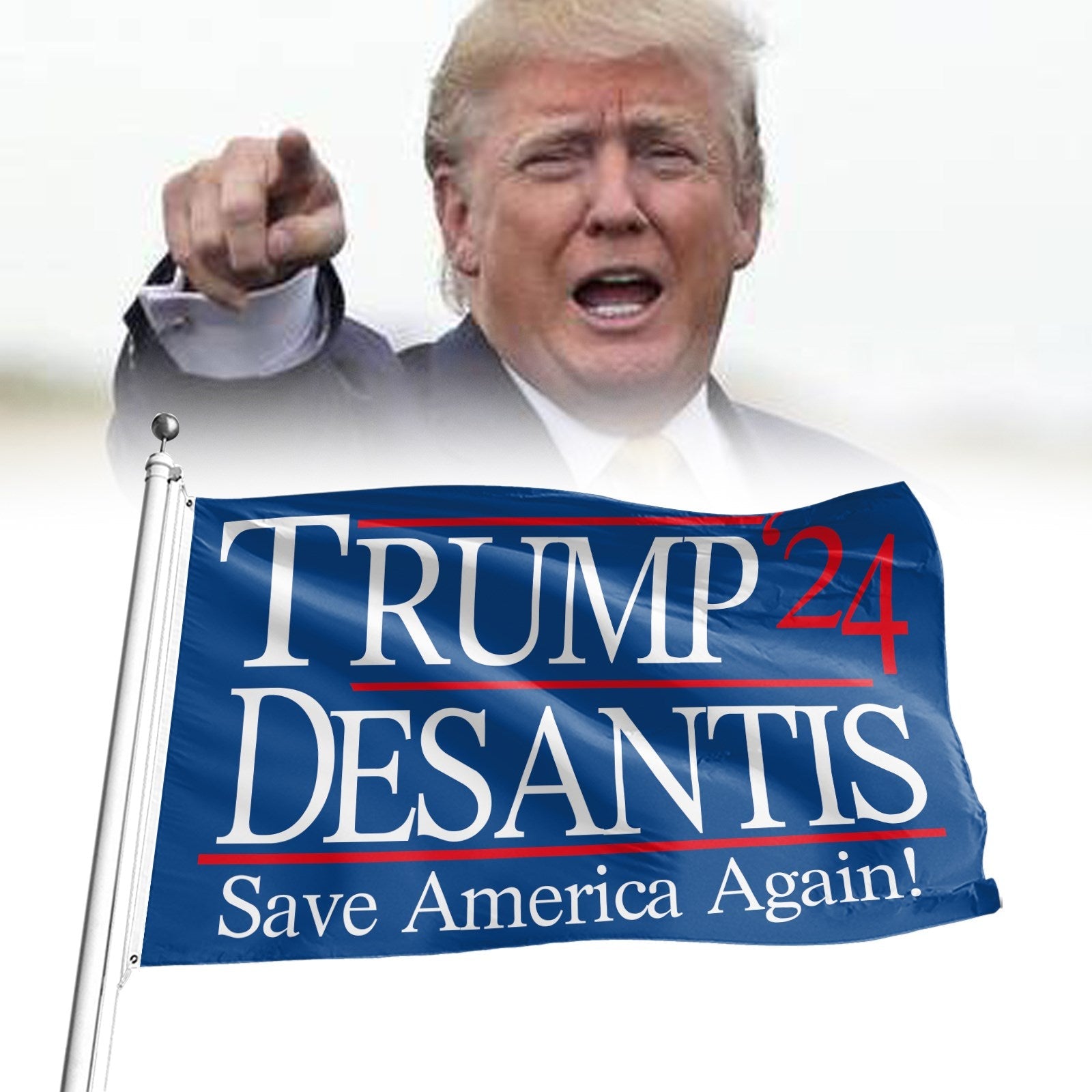 Save America Again Bandera de Donald Trump Trump Desantis 2024 Bandera de 3x5 pies