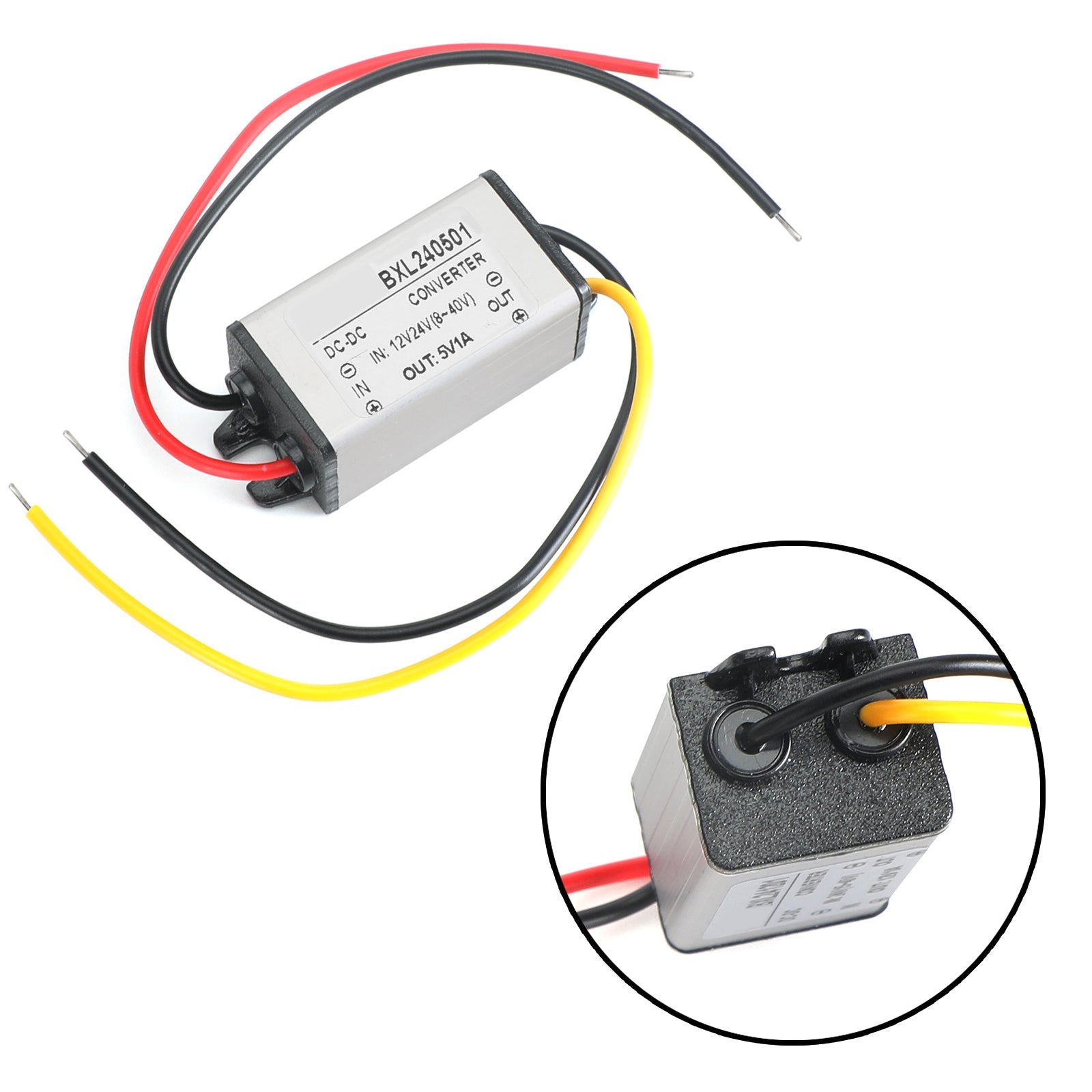 1~5A Convertidor DC/DC a prueba de agua Regulador de fuente de alimentación 12V/24V Reducir a 5V