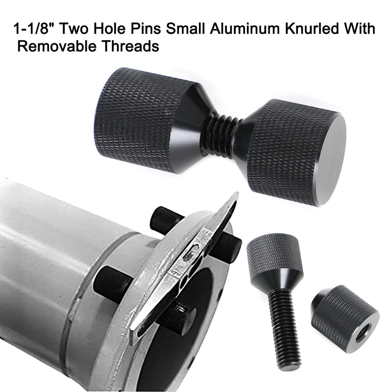 1-1/8" Pasadores de dos orificios Pequeños de aluminio estriado con roscas extraíbles Negro