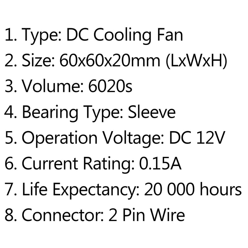 4 Uds. DC sin escobillas refrigeración PC ventilador de ordenador 12V 6020s 60x60x20mm 0.15A 2 pines cable 