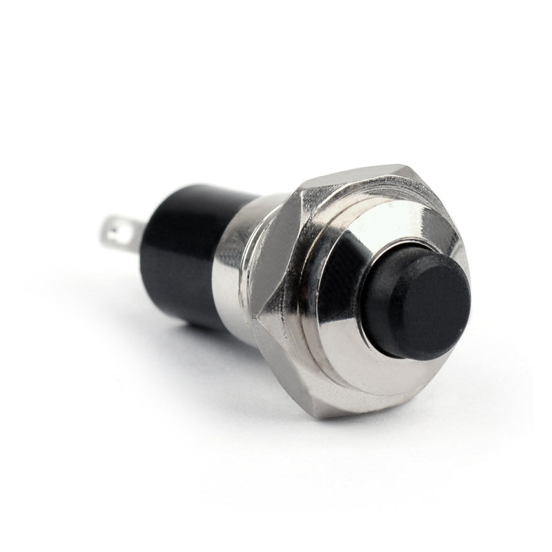 1 Uds nuevo Mini botón pulsador SPST momentáneo N/O interruptor de encendido 10mm negro para coche 