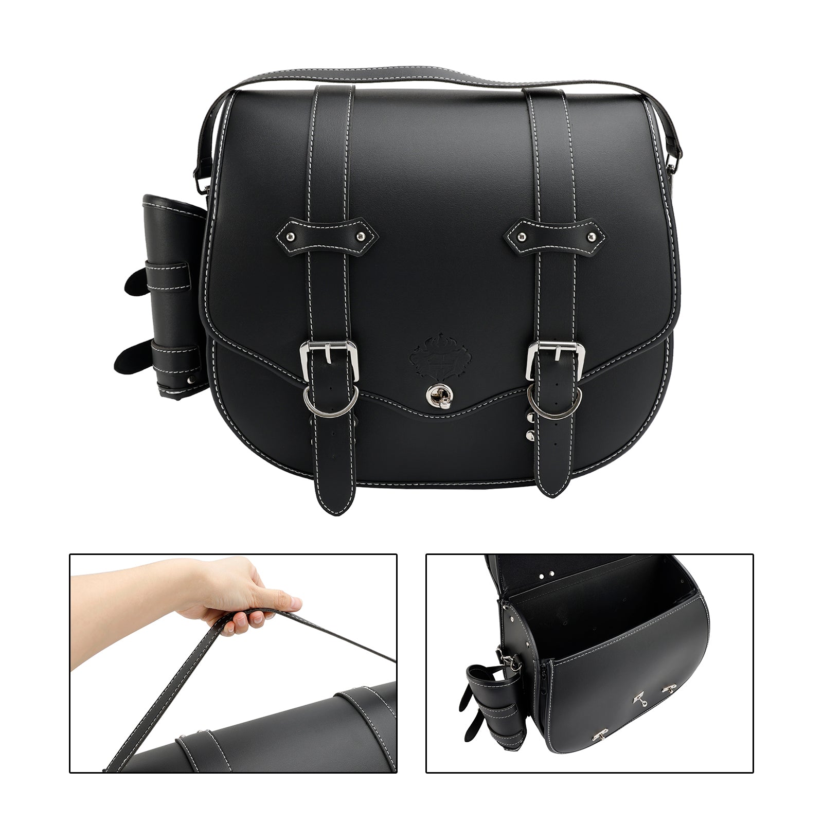 Pu Side Tool Saddlebag Quick Release Luggage Thicken Pu Black For Scooter Motor