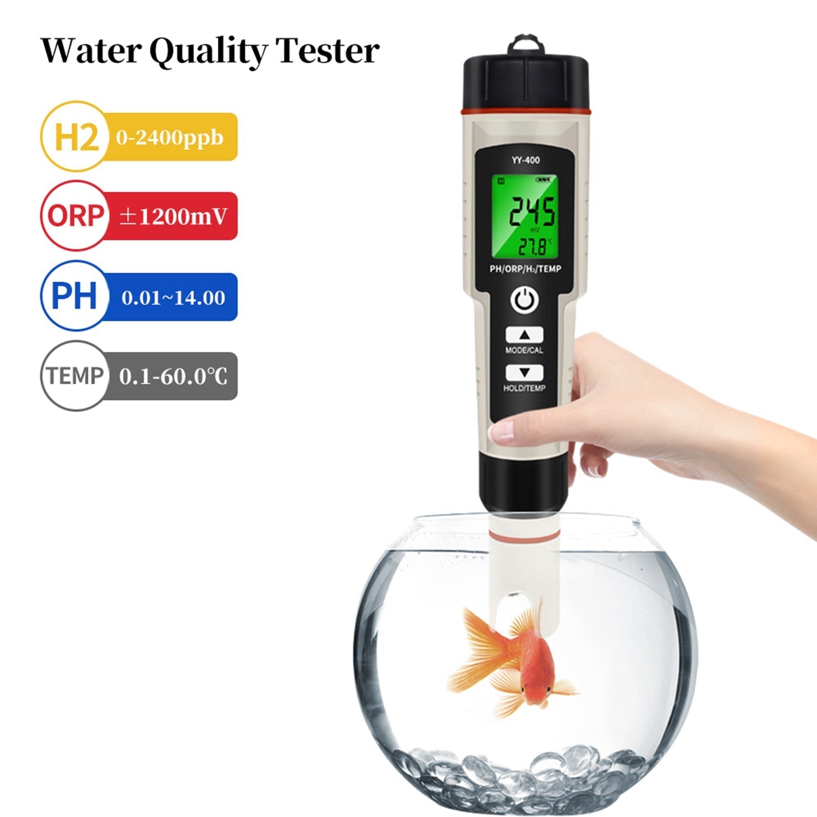 Portable 4 In 1 Hydrogen-Rich Test Pen H2 Enrichment PH/ORP/TEMP Water Quality Meter Tester