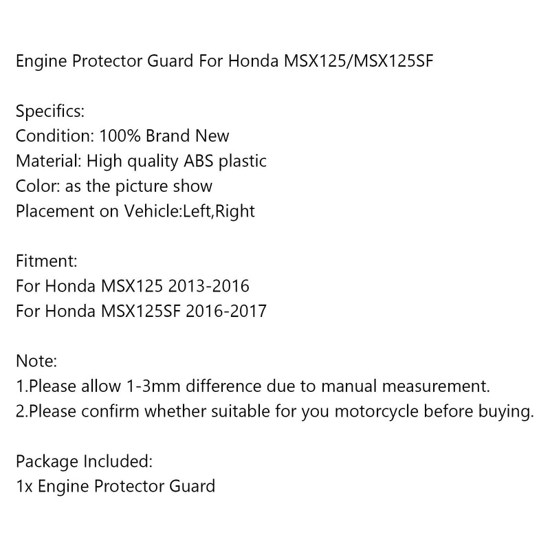 معدات الحماية لمحرك الدراجة النارية لهوندا MSX125SF 16-17 MSX125 13-16 عام