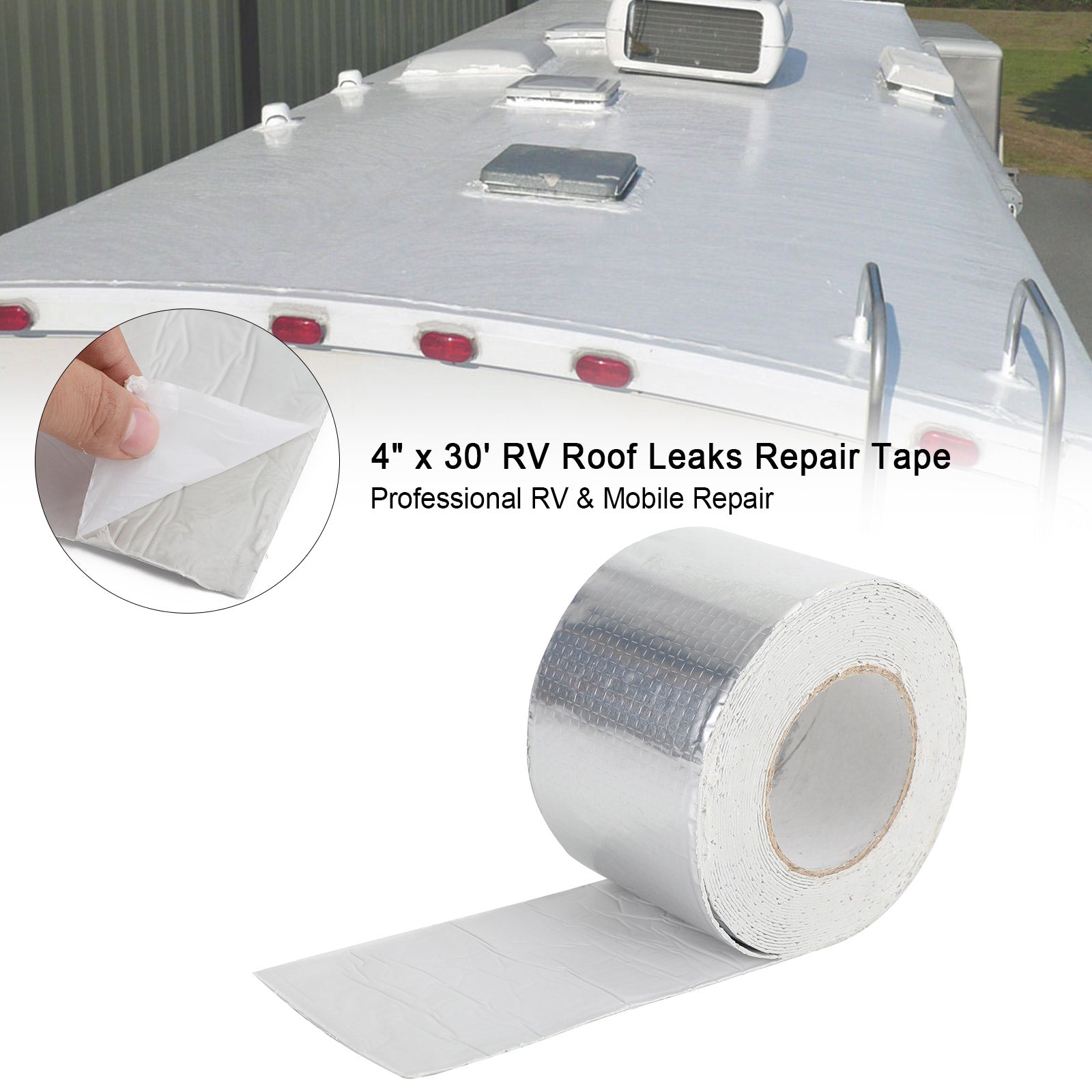 4" x 30' RV Sealant Tape UV Waterproof Roof Leaks Repair Tape Seal Sticky Silver