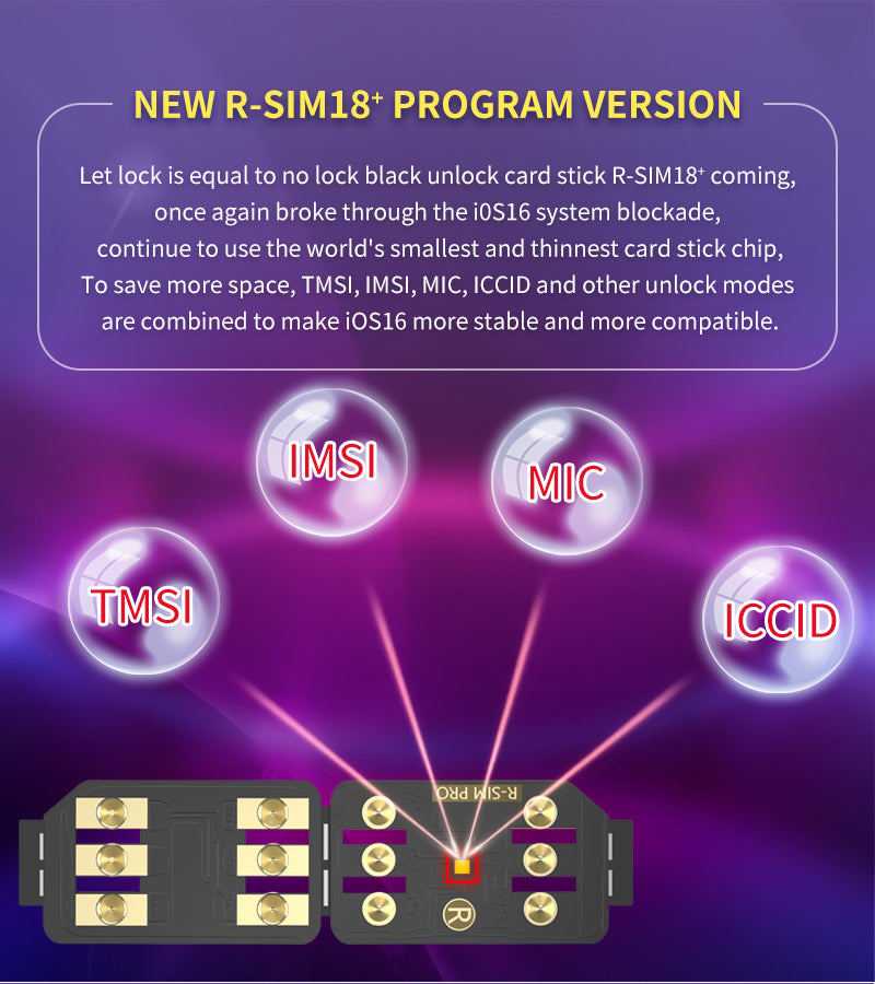 R-SIM 18+ Nano desbloquear tarjeta RSIM compatible con iPhone 14 13 Pro MAX 12 Pro 11 X IOS 16