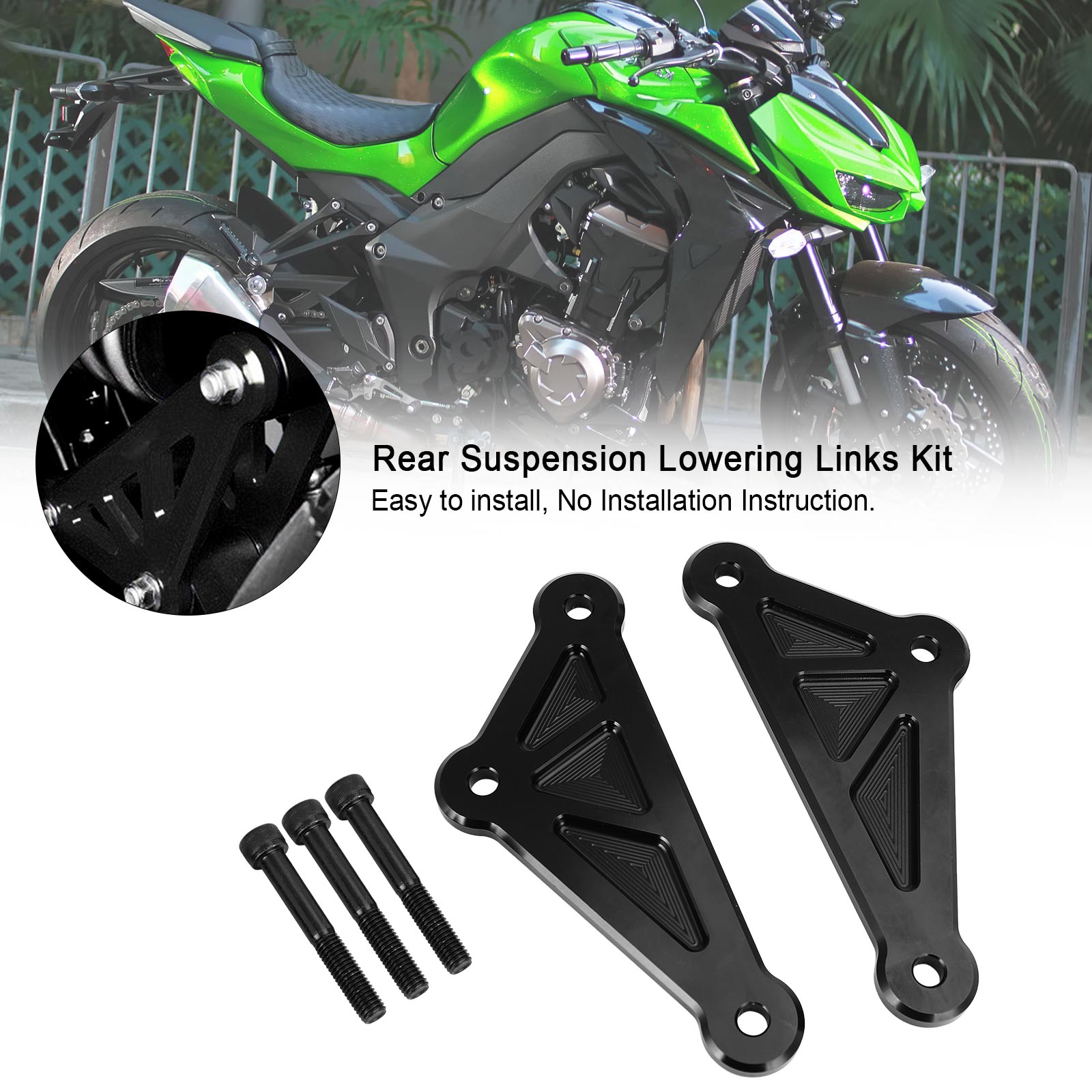 Kit De Enlaces Para Bajar Suspensión Trasera Para KAWASAKI Z1000 2014-2015 Negro Genérico