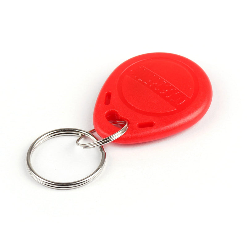 10 قطعة من رموز RFID القابلة للقراءة 125 كيلو هرتز EM4100 علامات بطاقة الهوية مفتاح سلسلة بطاقة الوصول باللون الأحمر