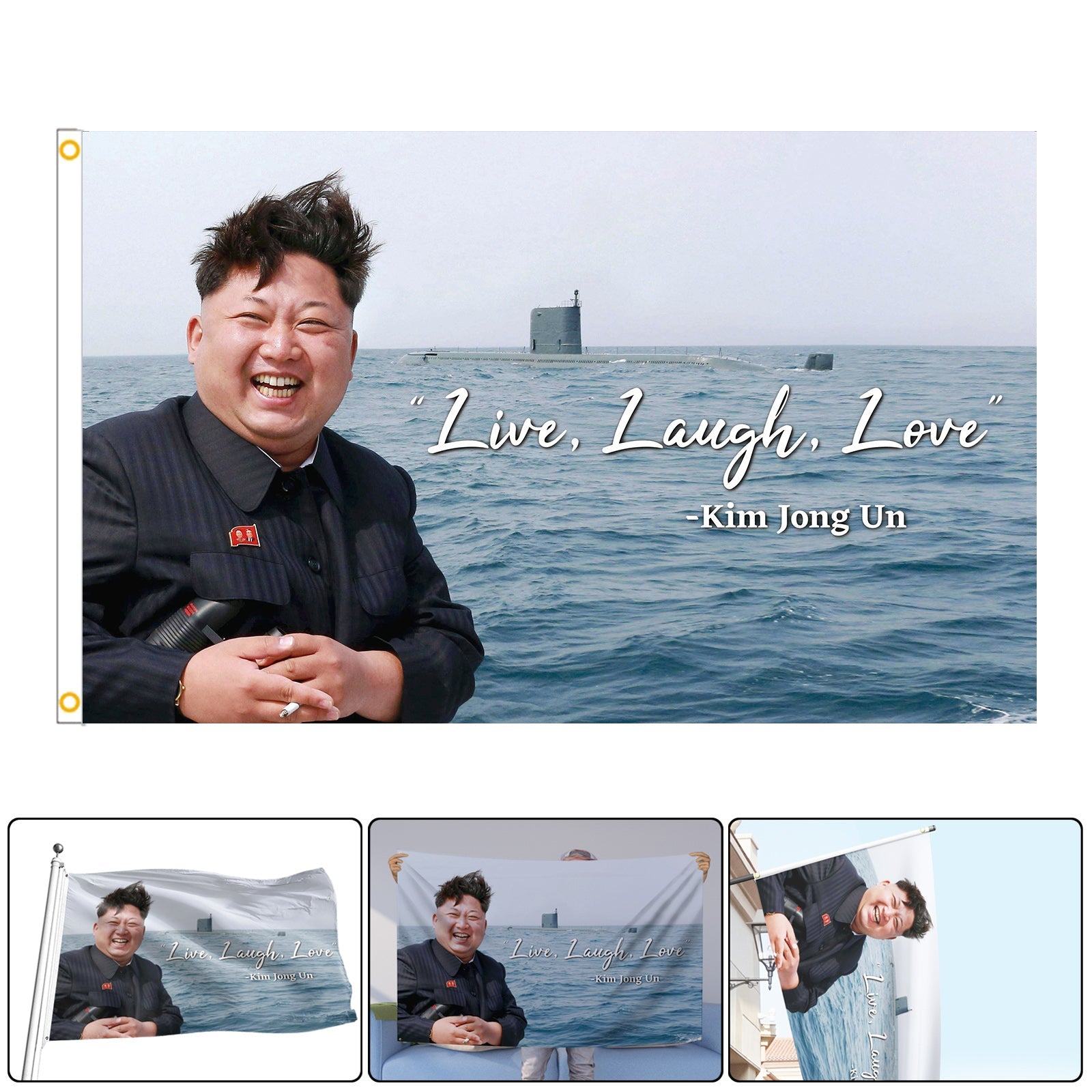 Kim Jong Un Live Laugh Love Banner Flag 3x5FT Garden Flag