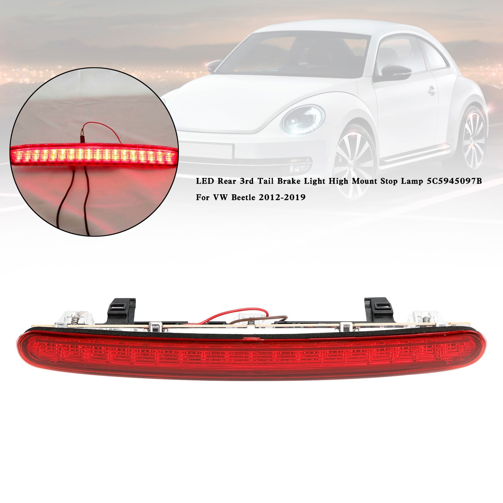 VW Beetle 2012-2019 LED Rear 3rd Tail Brake Light High Mount Stop 5C5945097B