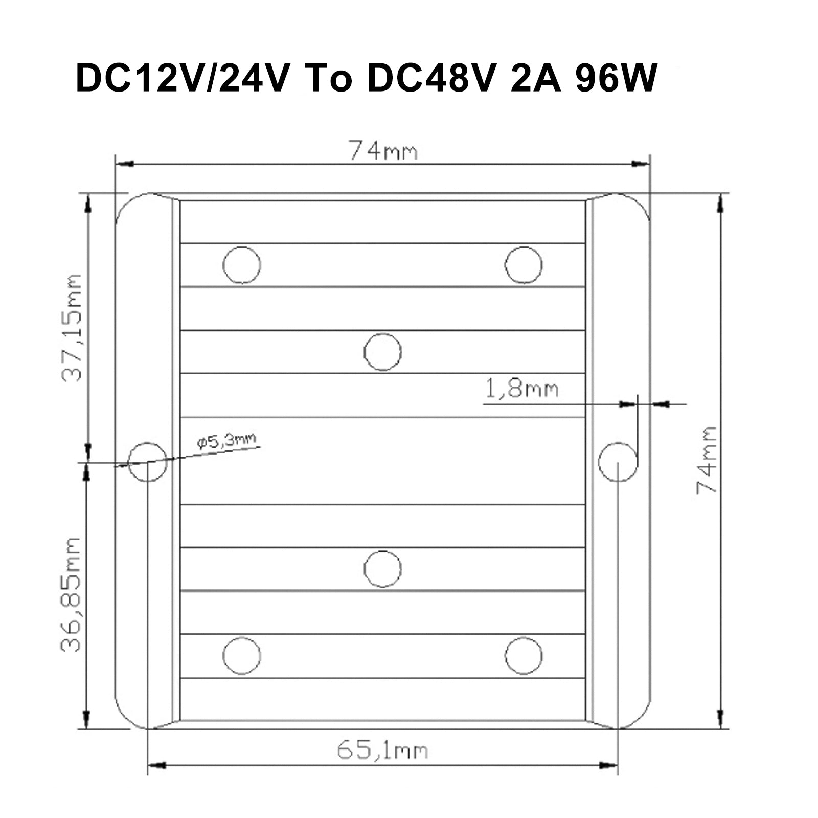 DC-DC 12V/24V-48V 2A 96W Step Up Car Power Supply Converter Regulator Waterproof