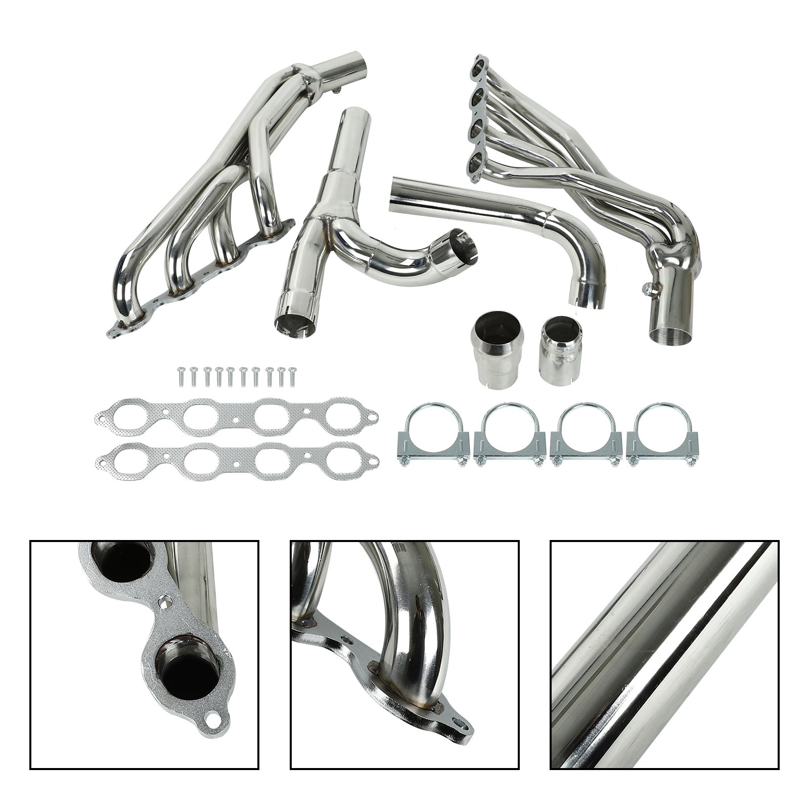 Stainless Exhaust Header Fit Chevy/GMC Silverado Sierra 14-17 1500 5.3L 6.2L