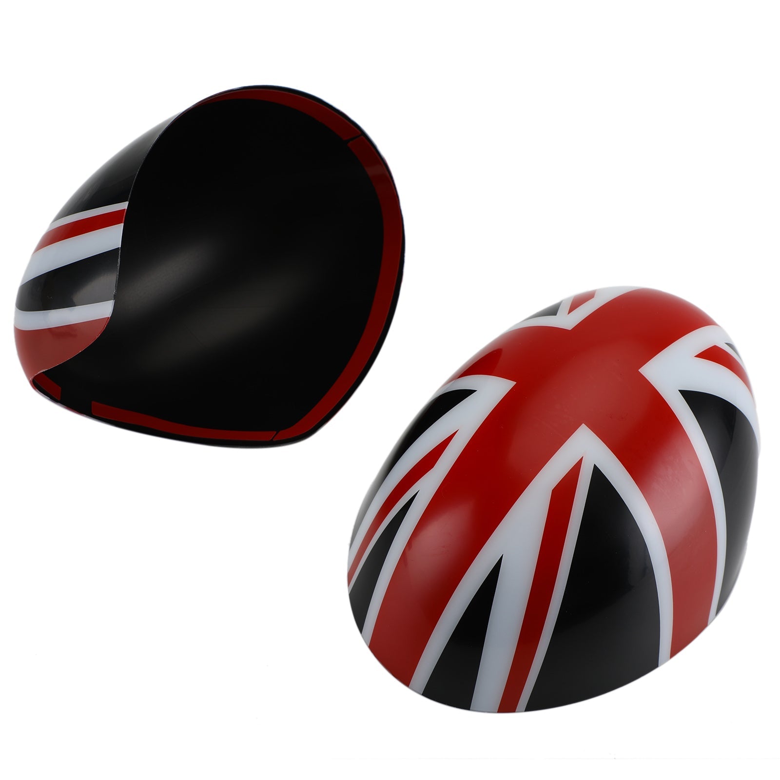 MINI Cooper R55 R56 R57 2 x  Union Jack UK Flag Mirror Covers Black/Red