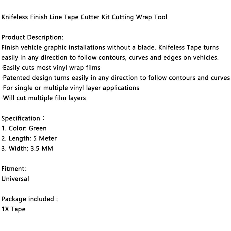 Kit de cortador de cinta de línea de acabado sin cuchillo de 5M, herramienta de envoltura de corte de ajuste de vinilo gráfico genérico