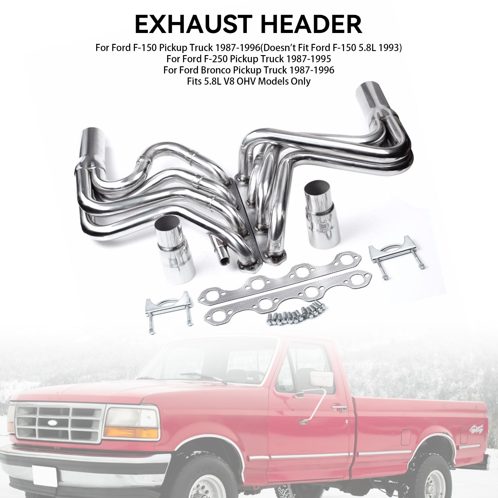 Ford F-250 Pickup Truck 1987-1995 Exhaust Manifold Header