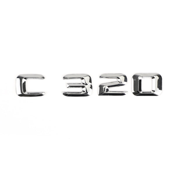 Insignia del emblema del maletero trasero Placa de identificación Calcomanía Letras Números Fit Mercedes C320 Chrome Generic