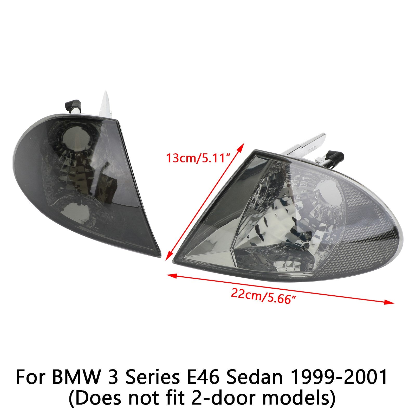 أضواء زاوية زاوية الانعطاف الواضحة لسيارة BMW 3 Series E46 99-01 رمادي عام