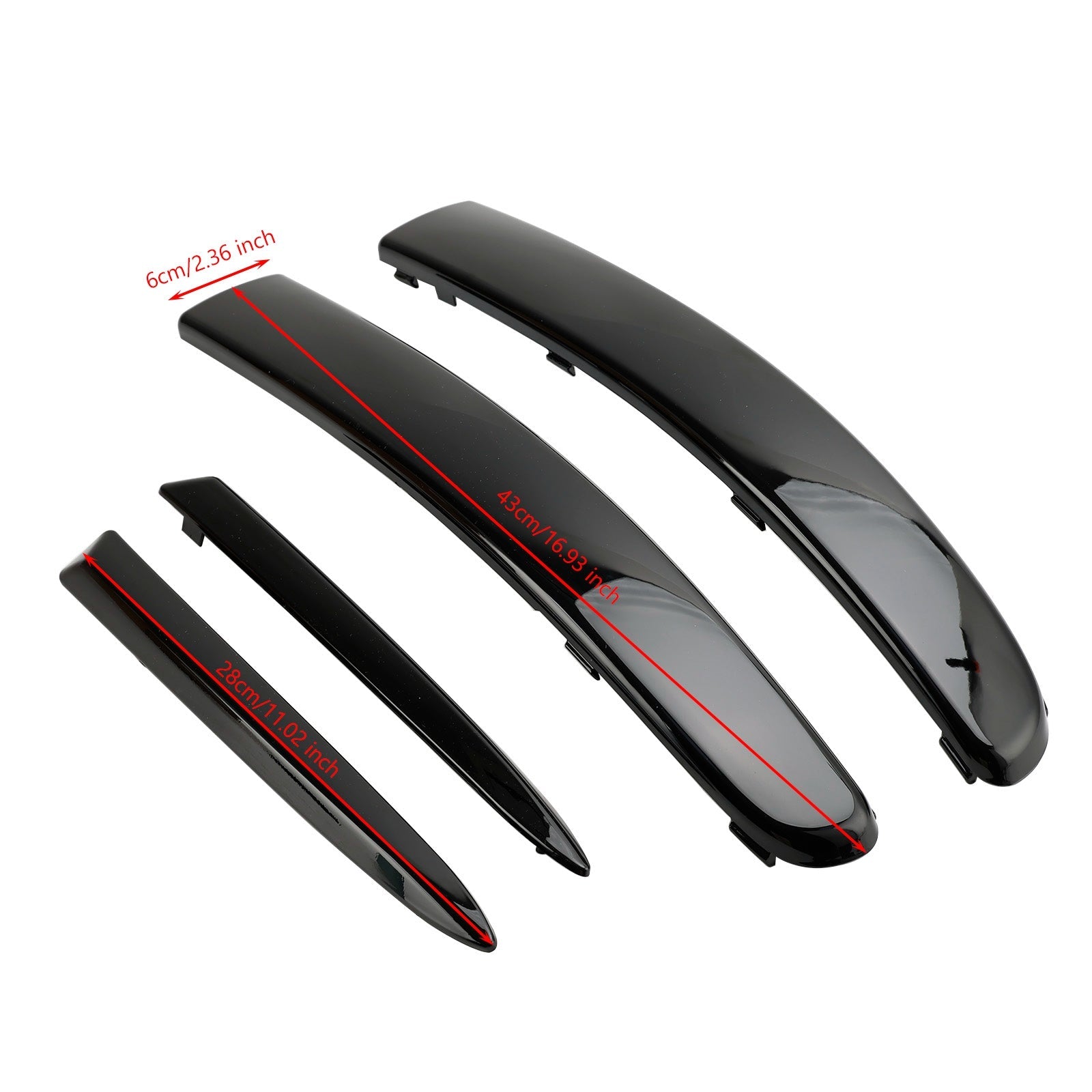 Fiat 500 2008-2015 4pcs Front Bumper Upper+ Lower Grill Moulding Trim