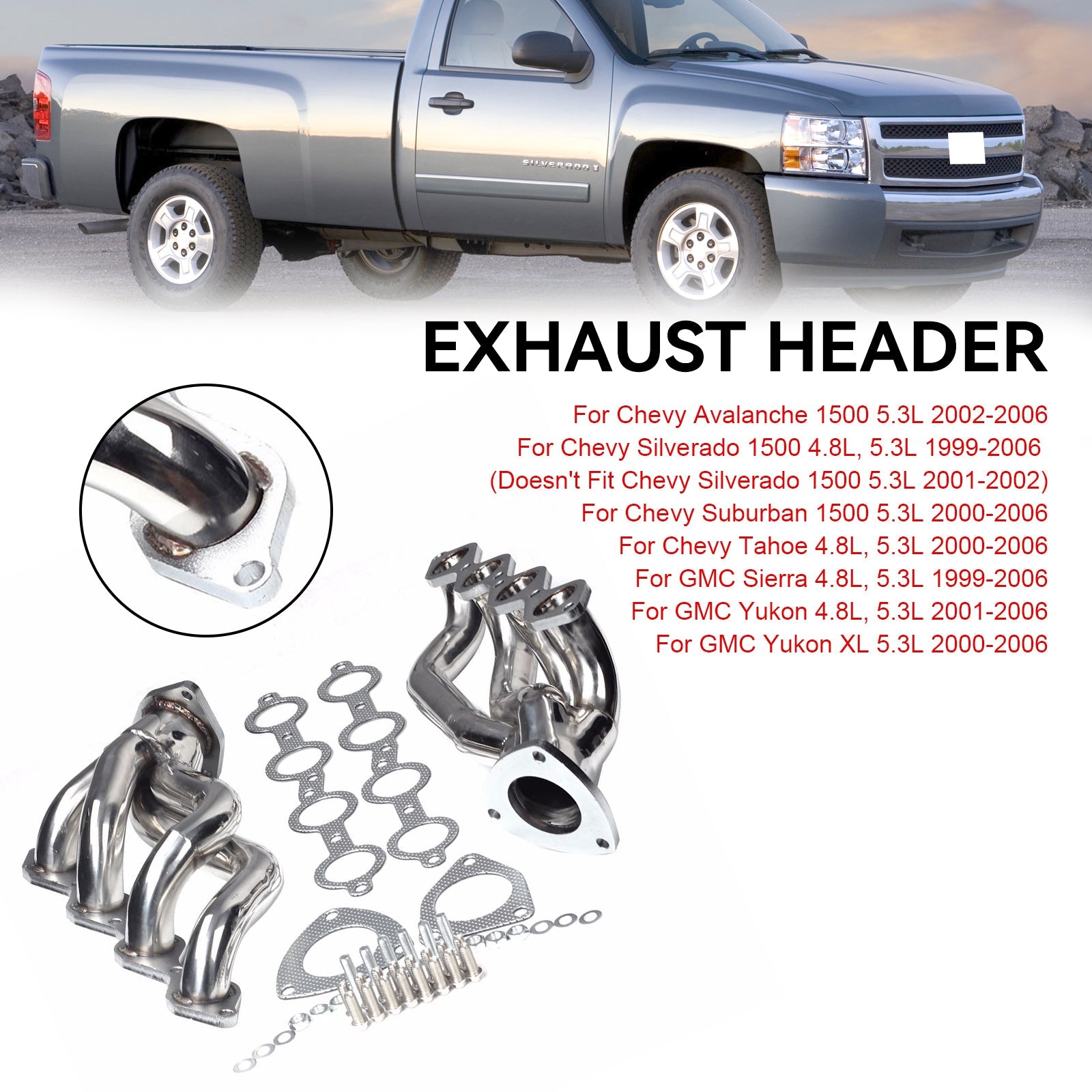 2000-2006 Chevrolet Tahoe 4.8L, 5.3L Manifold Headers