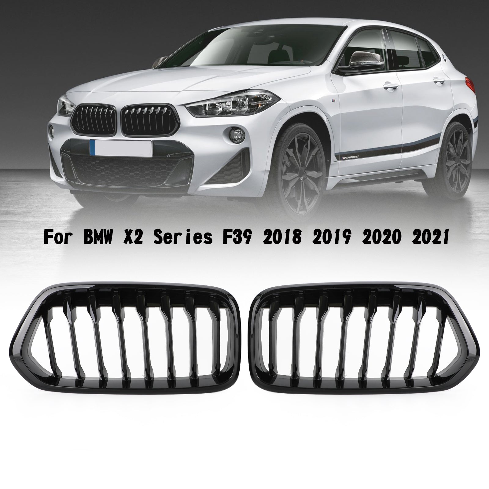 شبكة المصد الأمامي باللون الأسود اللامع تناسب BMW X2 Series F39 2018-2023 Generic