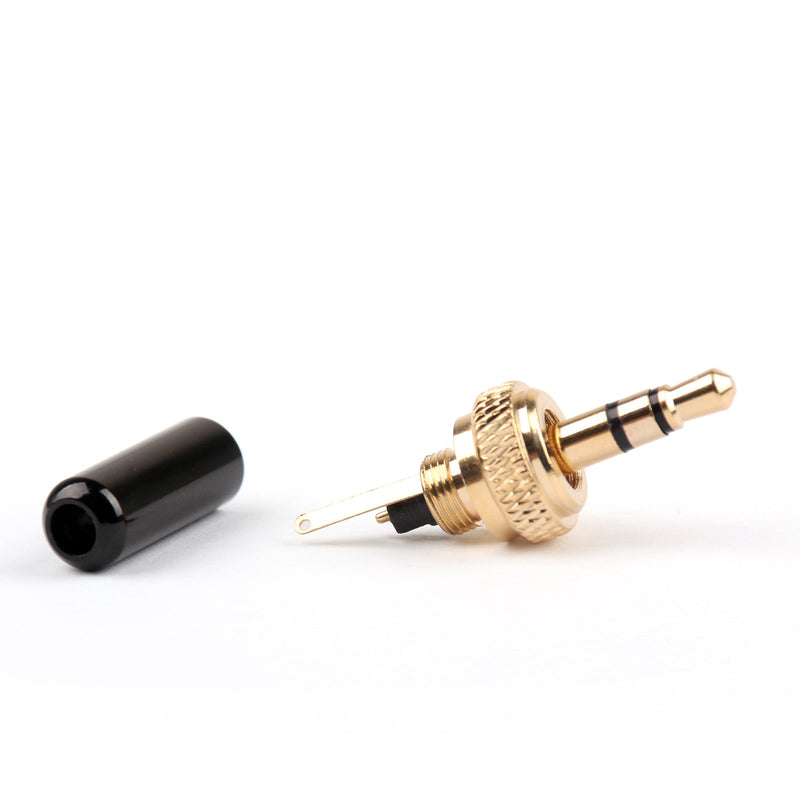 1xSpecial Mini 3.5mm Screw Lock Stereo Jack Plug Gold Plated For Sennheiser Black