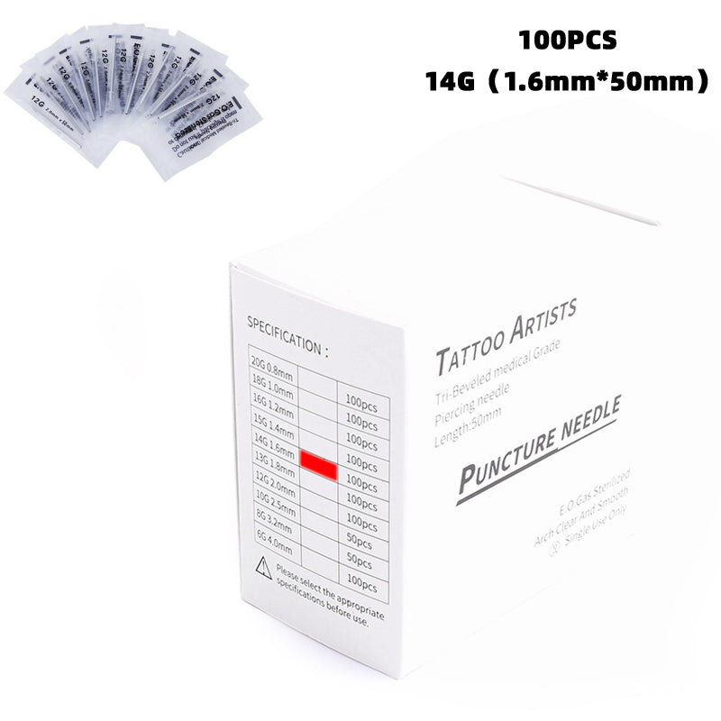 Disposable Sterile Medical Body Jewelry Piercing Needle Ear Navel Needles 100PCS