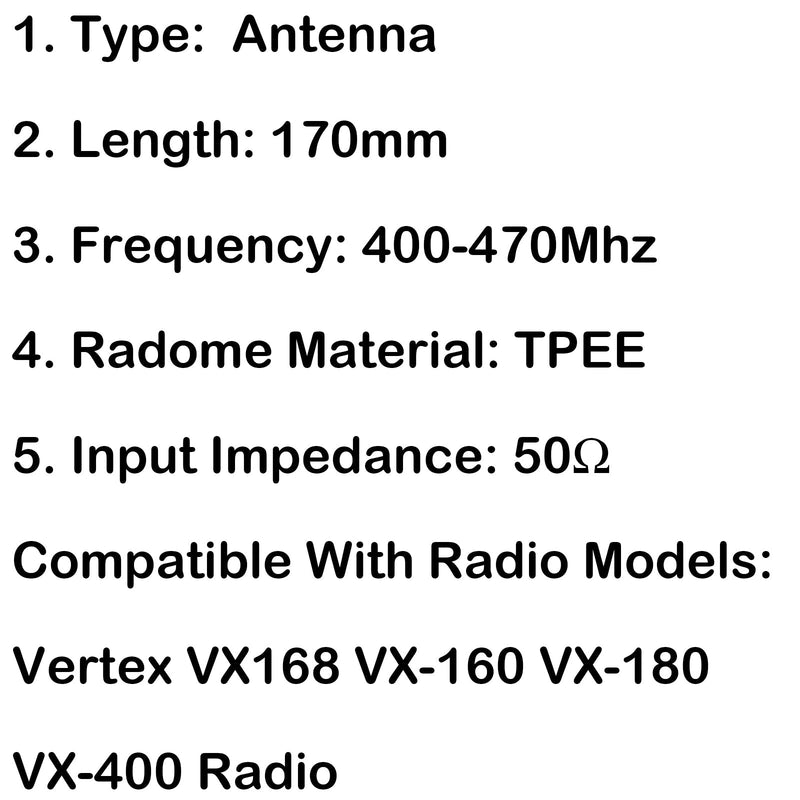 5 uds antena 400-470MHz para Vertex VX168 VX-160 VX-180 VX-400 Radio 170mm 