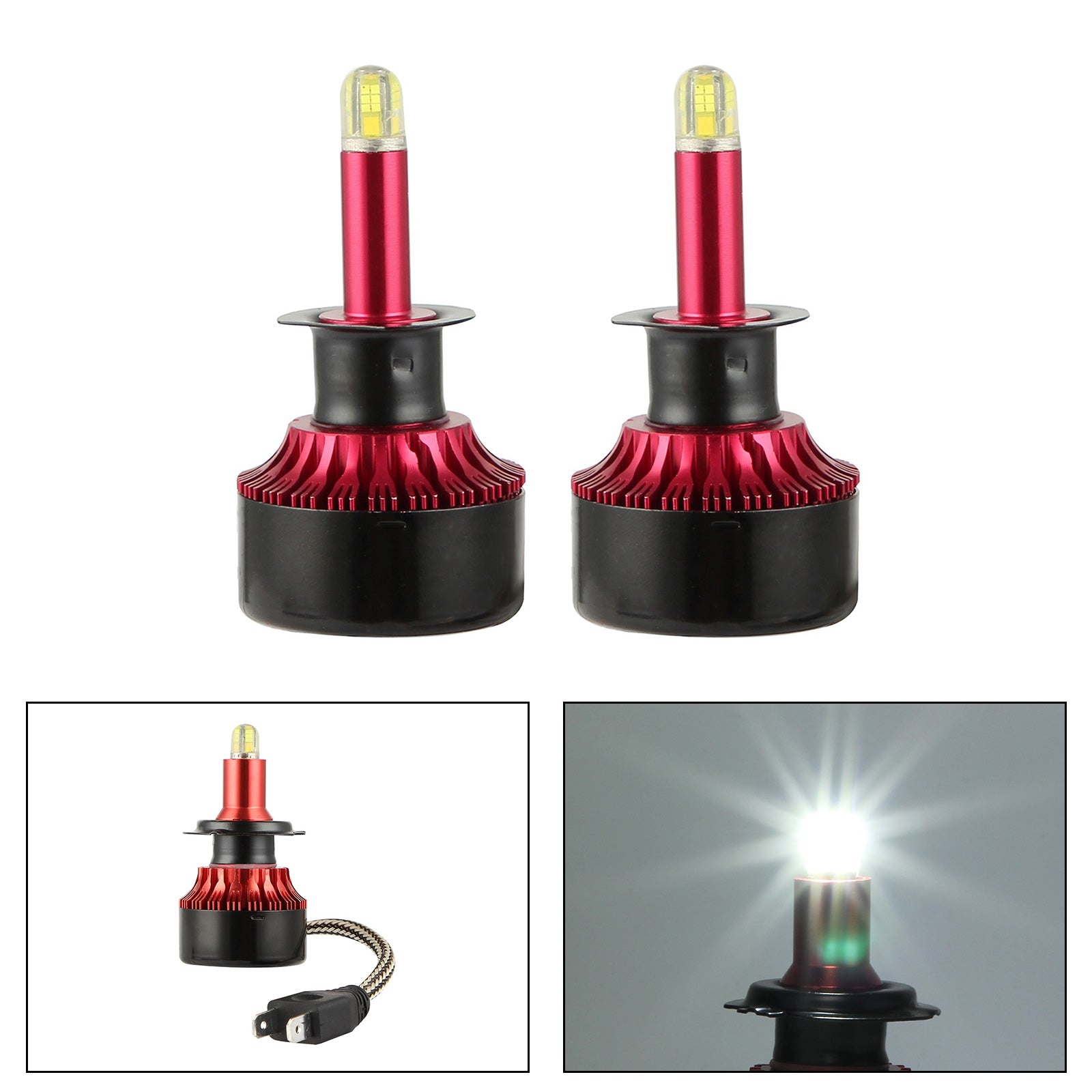 2PCS H7 Kit de faros LED 200W 30000LM Bombilla de haz de alta potencia 6500K Lámpara blanca G7 Genérica