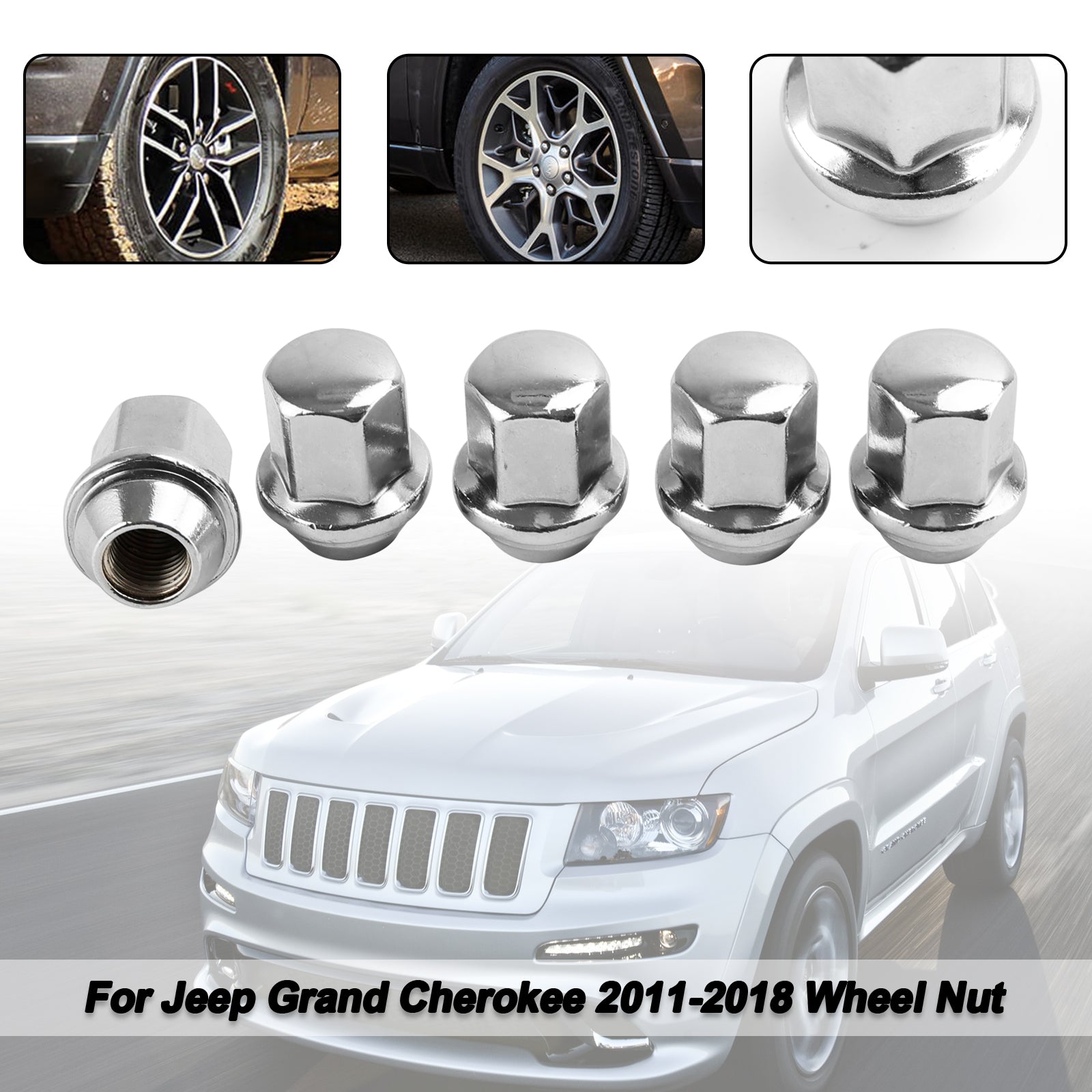 5PCS Lug Nuts Fit Ram 1500 Fit Jeep Grand Cherokee Wrangler 2012-2018 14x1.5