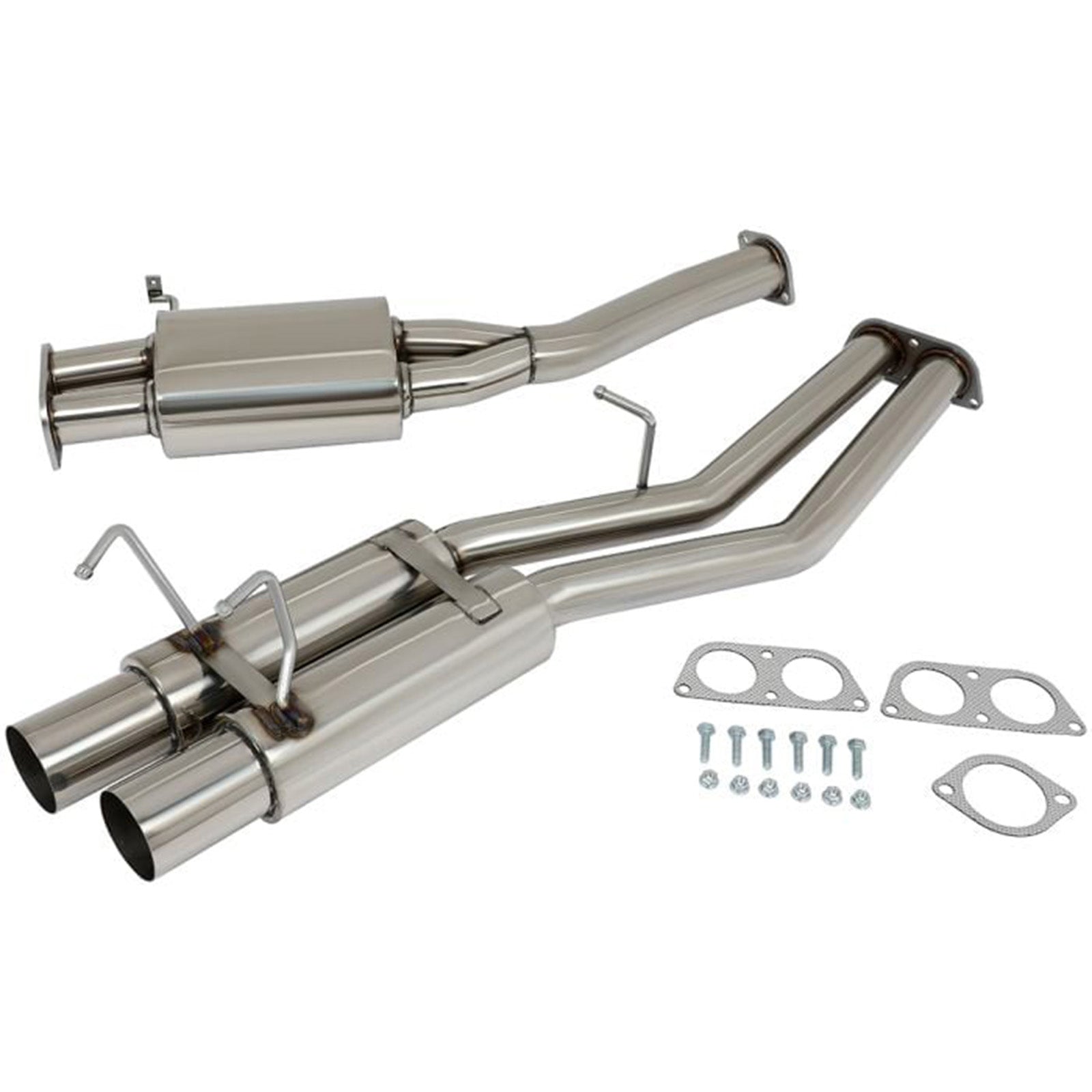 2.4L Dual 3.5" Tip Catback Exhaust Muffler Pipe Racing Exhaust System for 1989-1994 Nissan 240SX