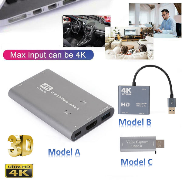 4K 1080p 60fps HD to USB 3.0 Video Capture Card Game Live Recorder Plug And Play