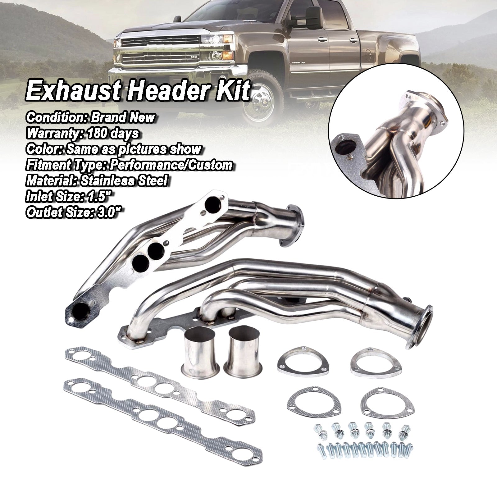 Stainless Steel Exhaust Headers Fit Chevrolet Fit GMC 5.0L/5.7L 305 350 V8 1988-1997