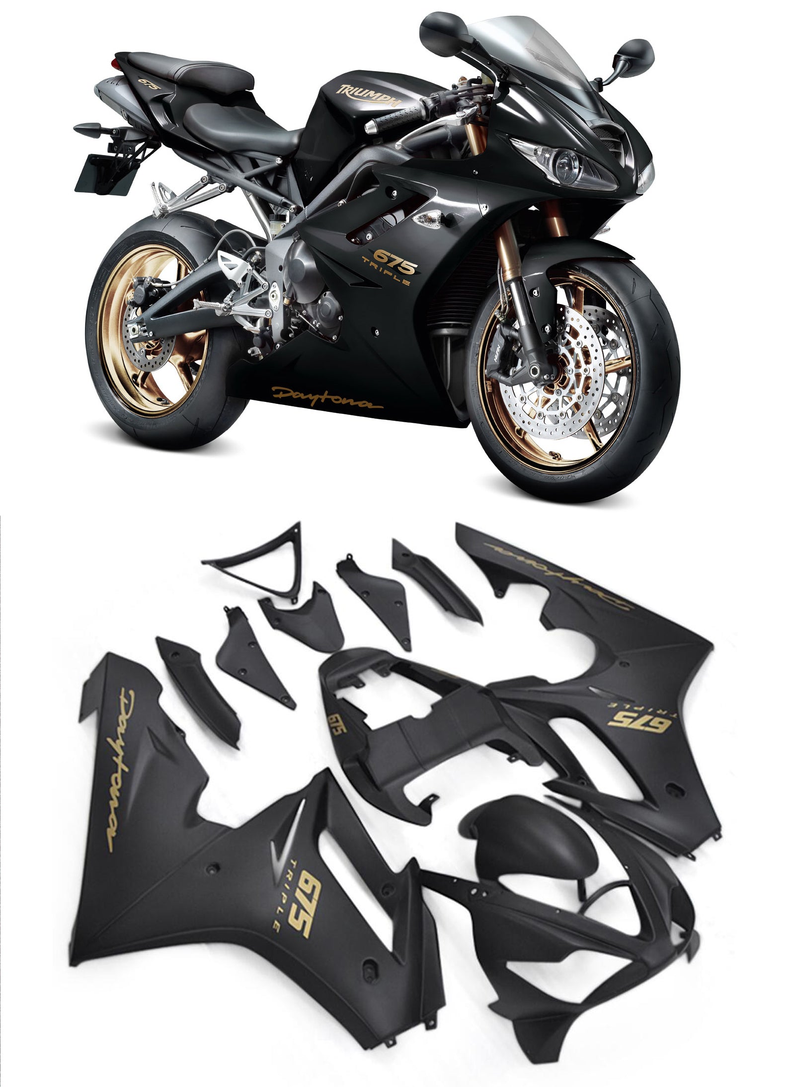 Fairings 2006-2008 Triumph Daytona 675 Black Daytona Generic