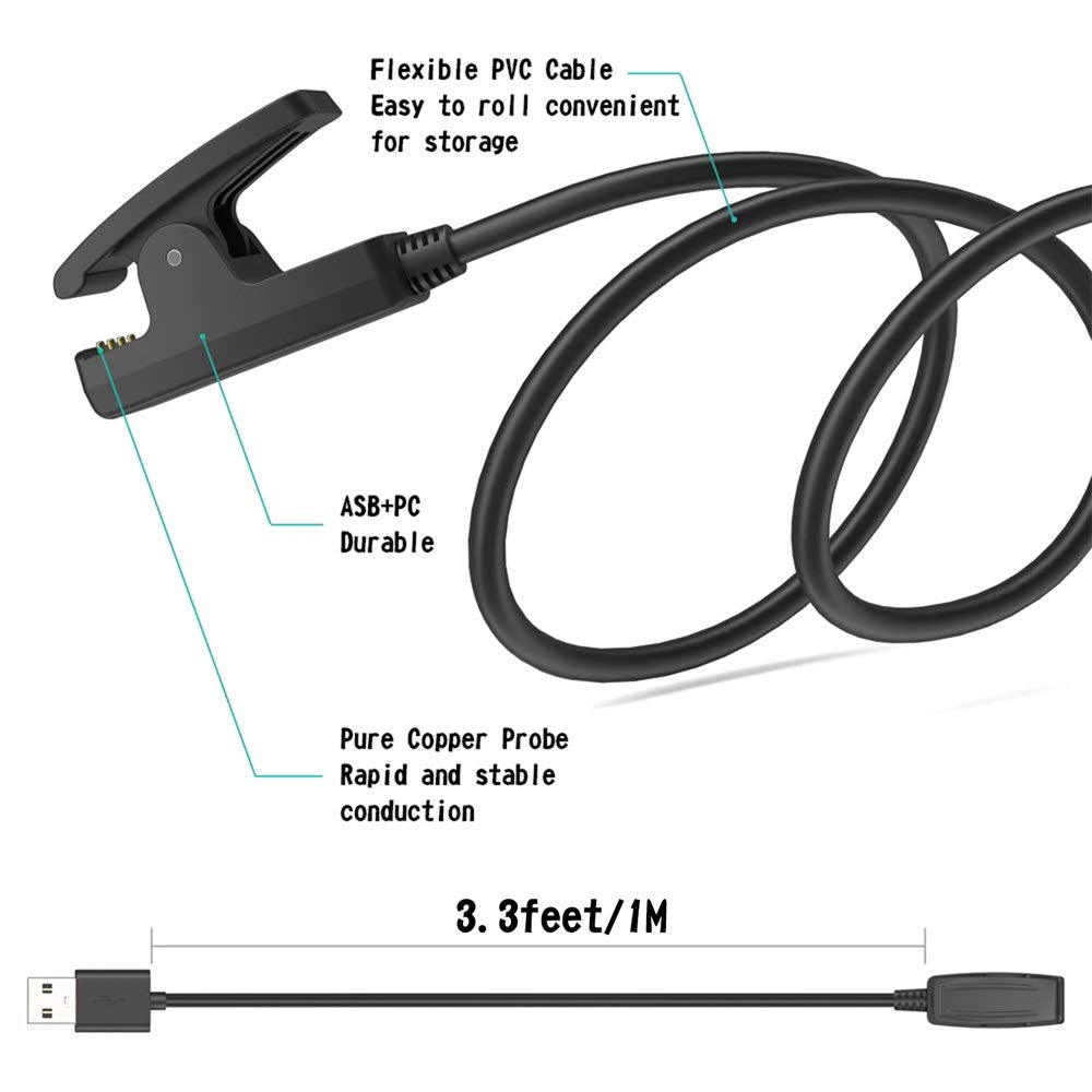 Cargador Cable de datos de carga USB para Garmin Watch Approach G10/S20/Vivomove HR