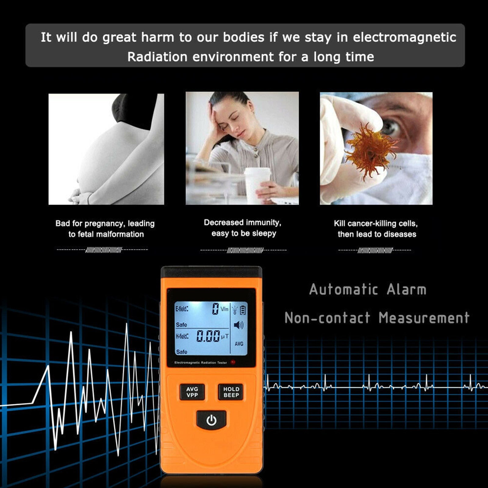 Digital LCD Electromagnetic Field Radiation Detector EMF Meter Dosimeter Tester