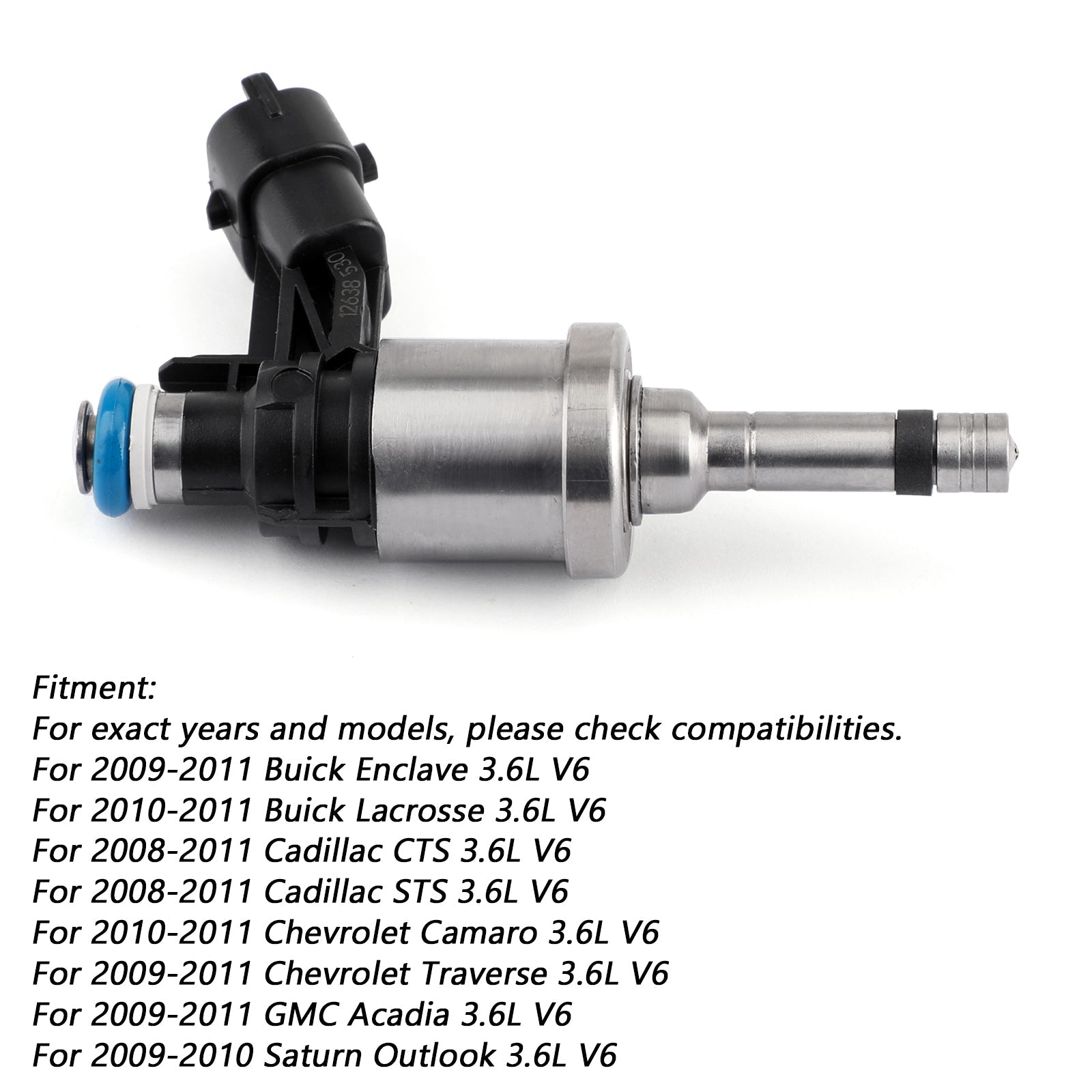 1 inyector de combustible para GM Chevrolet Camaro Traverse GMC Acadia CTS 3.6L 12638530 genérico