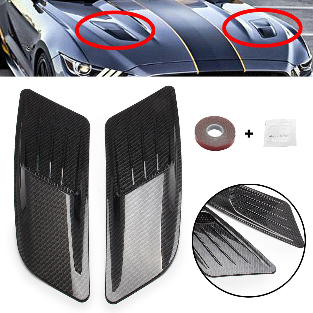 Front Hood Air Vent Molding Cover Trim For Ford Mustang 2015-2017 Generic