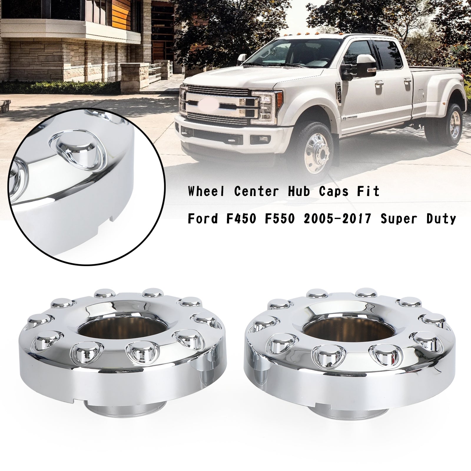 Wheel Center Hub Caps For Ford F450 F550 05-17 Super Duty Dually 10 Lug Wheel Generic