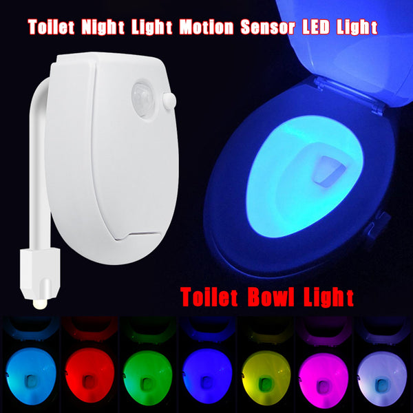 1 ~ 3 uds. Luz nocturna para inodoro LED Sensor activado por movimiento lámpara para cuenco de baño 8 colores