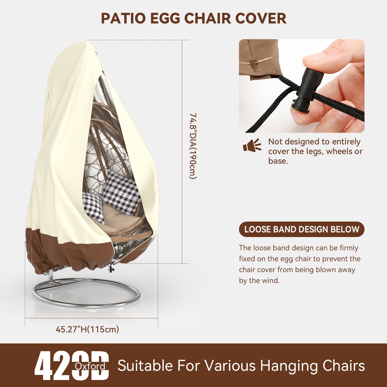 Cubierta para silla con forma de huevo para Patio, cubiertas para columpio de huevo de mimbre dobles para colgar al aire libre, impermeables