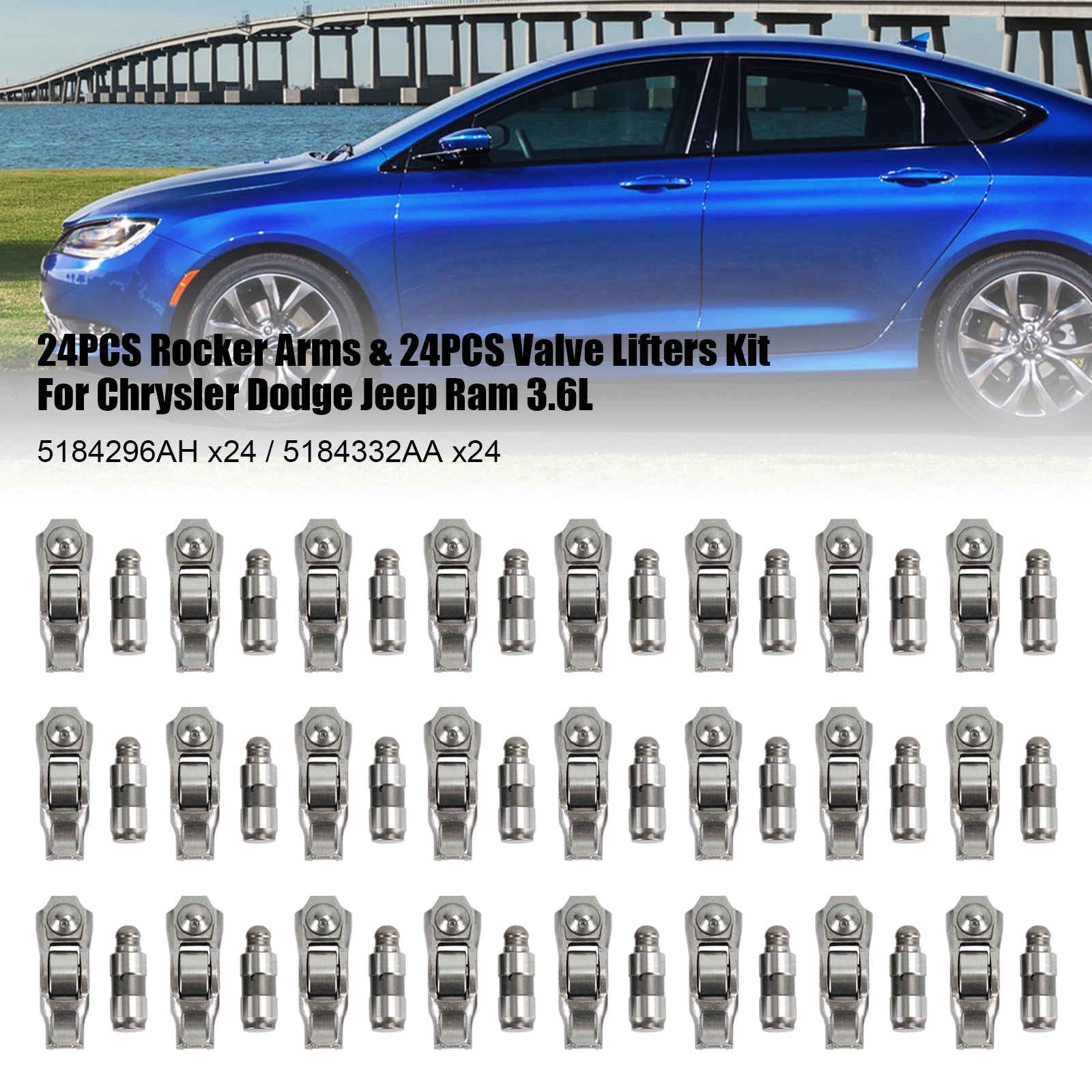 24PCS Rocker Arms & 24PCS Valve Lifters Kit For Chrysler Dodge Jeep Ram 3.6L Fedex Express Generic