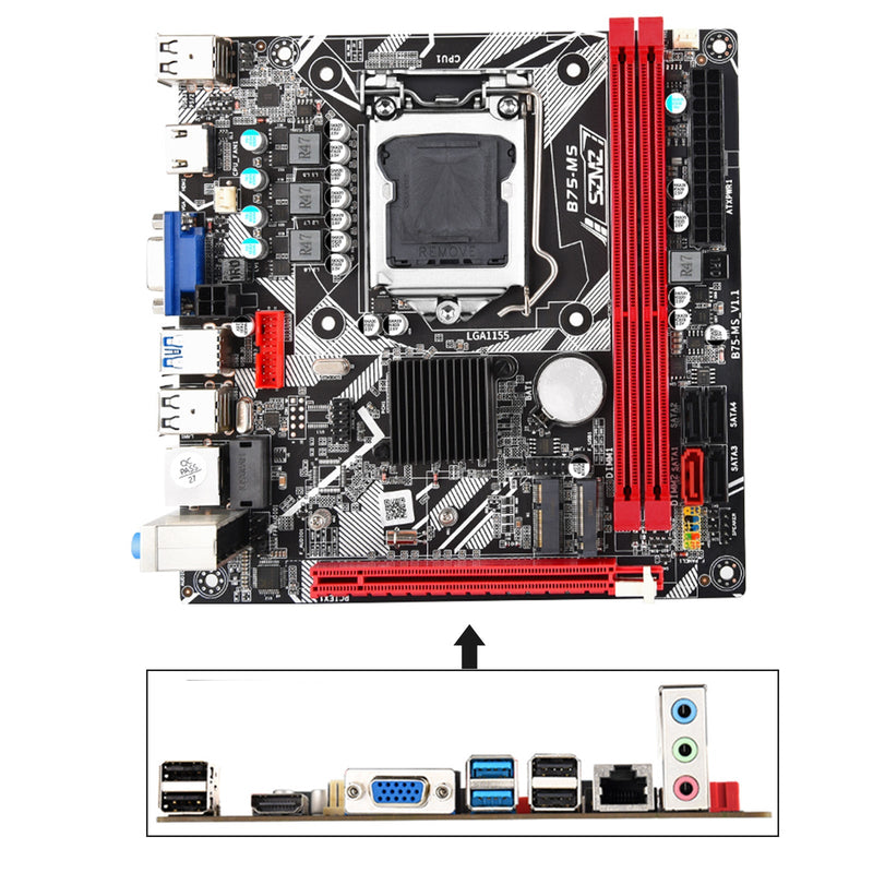 Placa base B75-MS LGA 1155 compatible con 2 * DDR3 USB3.0 SATA3 NVME WIFI Bluetooth