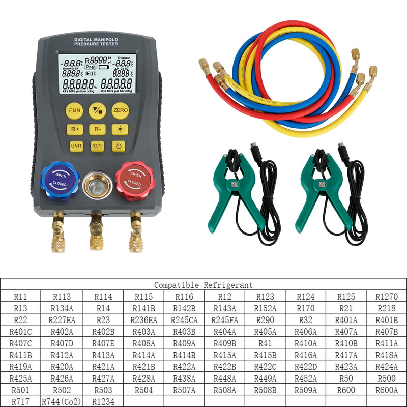 مجموعة قياس المنوع الرقمي اختبار الضغط ودرجة الحرارة اختبار تسرب ضغط المنوع HVAC