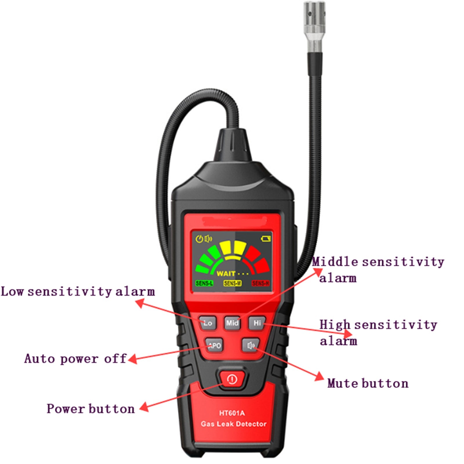 Detector de fugas de propano de gas natural combustible portátil LCD Probador de fugas visuales