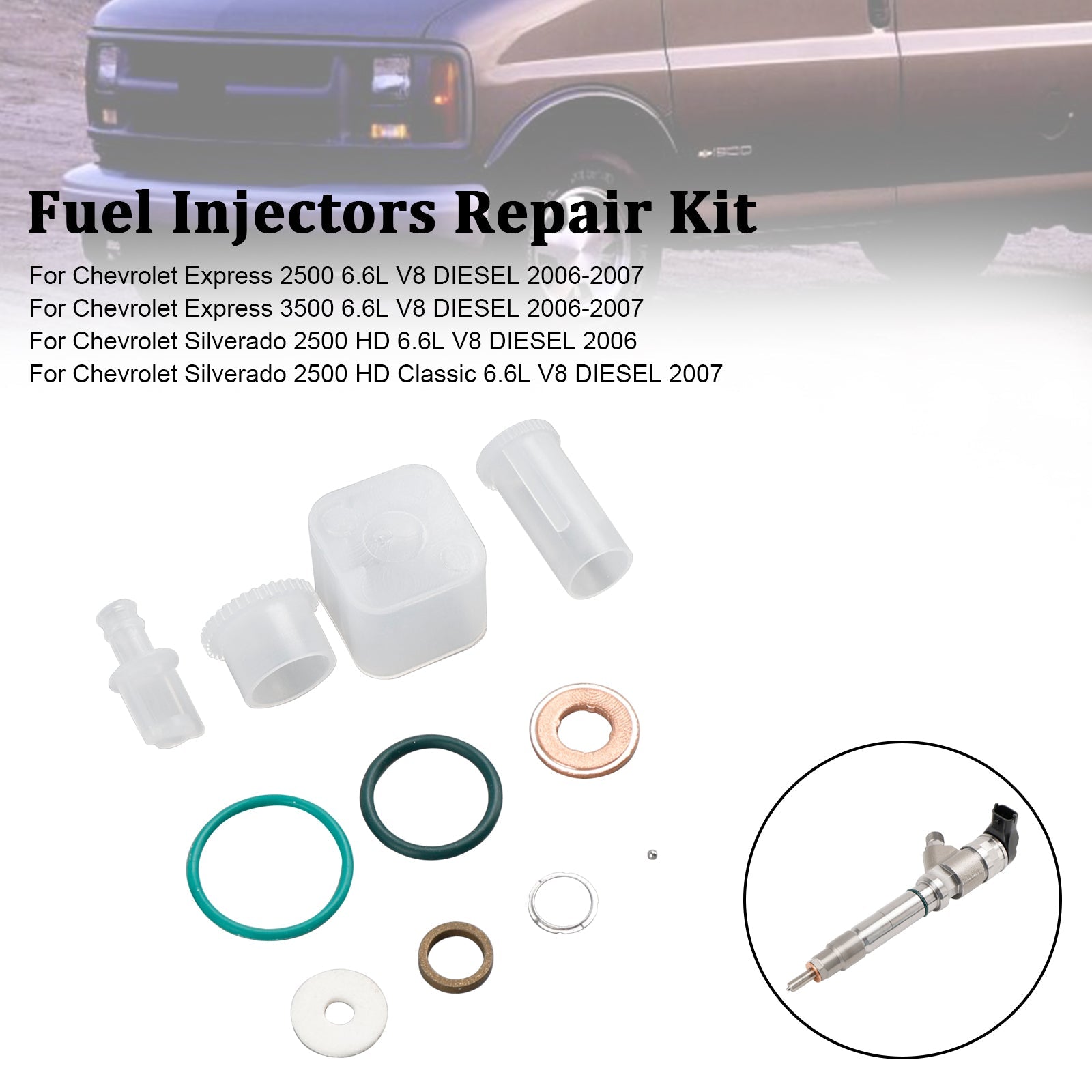 8PCS Fuel Injector Repair Kit Fit Chevy Fit GMC Duramax Hummer 6.6L 2006-2007