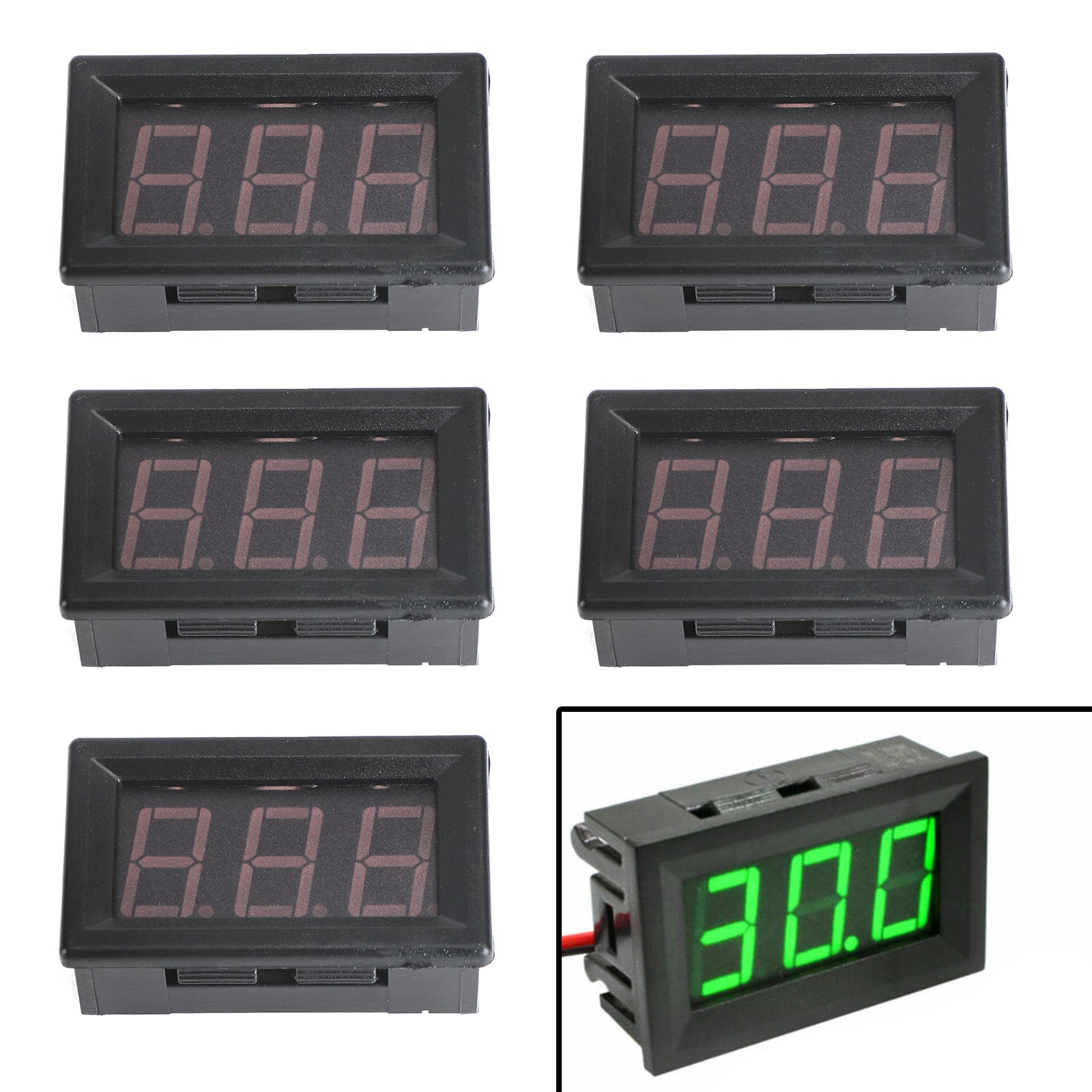 5Pcs Dc5-120V 0.56" 2 Wire Led Digital Display Panel Voltmeter Volt Tester